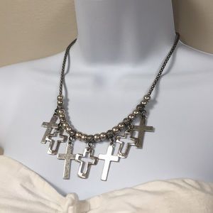 Western Silver Cross Charm necklace